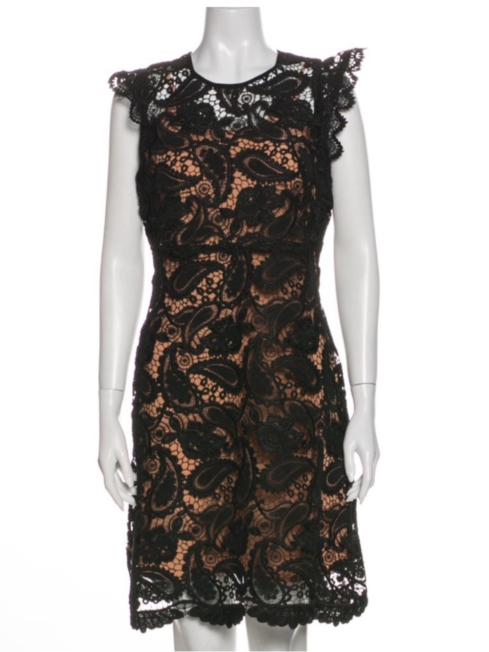 Michael Kors Black paisley Lace brocade Midi Dress 4
